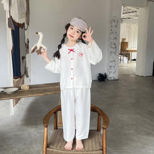 其其宝宝儿童睡衣亲子装春夏季女童时光棉家居服中小童女孩八分袖甜美开衫两件套73-180★娃娃优选 商品图1