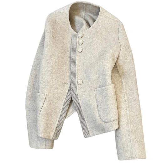 【清风外衣】韩系春季！2026新款燕麦色小香风羊毛双面呢短款外套女时尚高级上衣！ 商品图4