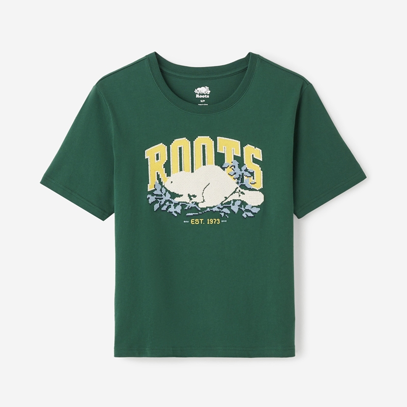 【2件9折】【ROOTS】女式休闲海狸短袖T恤