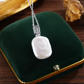 子佩集【灵域仙踪】银S925珍珠惜王妃套链【P2966】14.5*20mm扁珠双色方块巴洛克2601