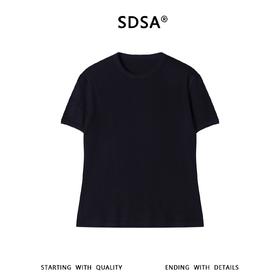 SDSA男装2026新款高贵轻奢潮牌纯色圆领螺纹合身短袖T恤时尚简约