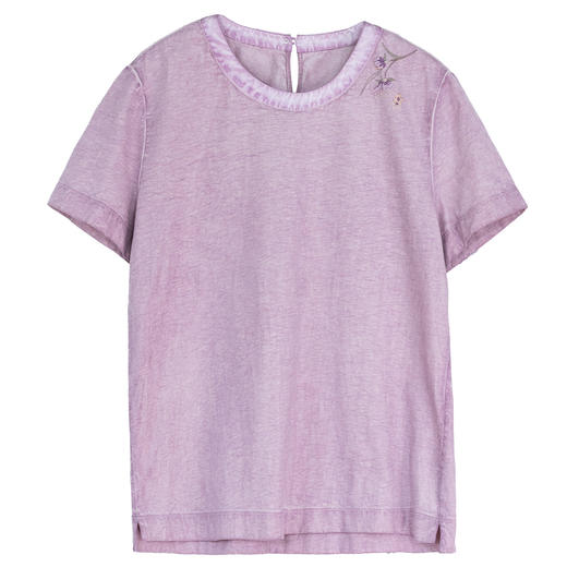 牧衣游原创 手工刺绣木棉纤维混纺T恤女炒色古朴宽松短袖 花千树 商品图4