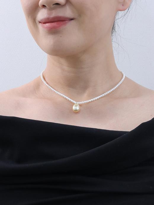 【挚友限定】S925银淡水/南洋水滴金珠项链 3-12mm 商品图2