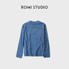 ROMI STUDIO“轻盈自在”100棉撞色明线微弹圆领长袖上衣RWCAS64994 商品缩略图0