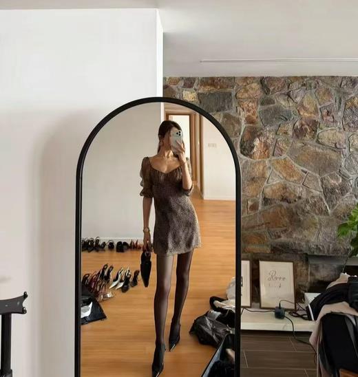 ROMI STUDIO“豹纹女士”100桑蚕丝薄纱蕾丝方领连衣裙 RWDRLY2932 商品图1