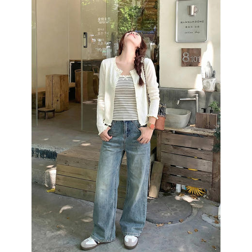 <曾小咸推荐>3.29现货秒杀 ！微信超特价！韩系镂空针织开衫+背心套装 日常199.99 立减110 秒杀89.99！！ 商品图2