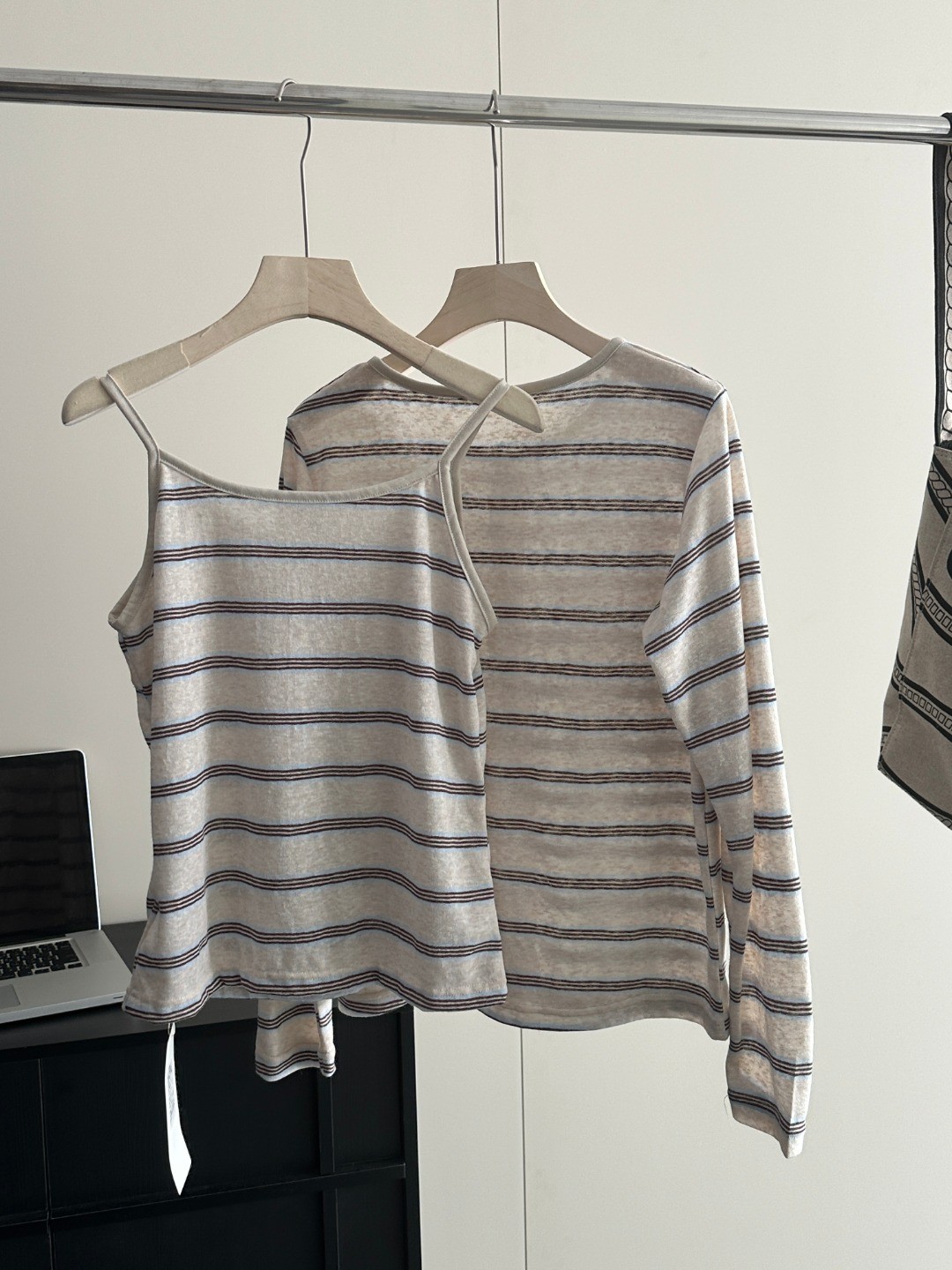 夏日航海系列 松弛条纹针织防晒薄款开衫+吊带背心两件套