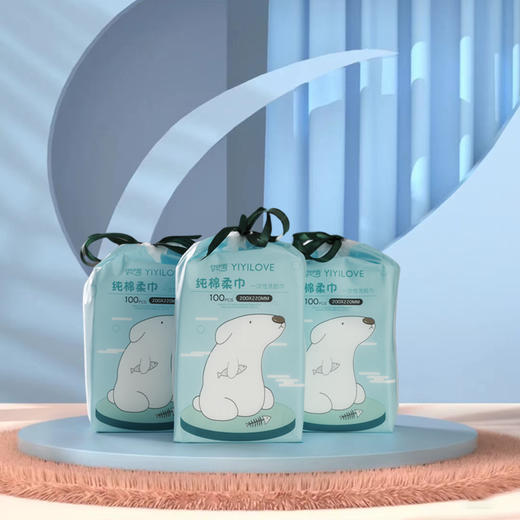 伊伊爱 干湿两用立体珍珠纹洗脸巾100抽/包*4包 M01900011-4 商品图2