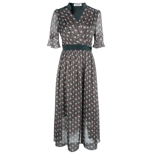 米思阳2026夏季新款气质淑女印花雪纺裙收腰荷叶袖中长连衣裙1083 商品图4