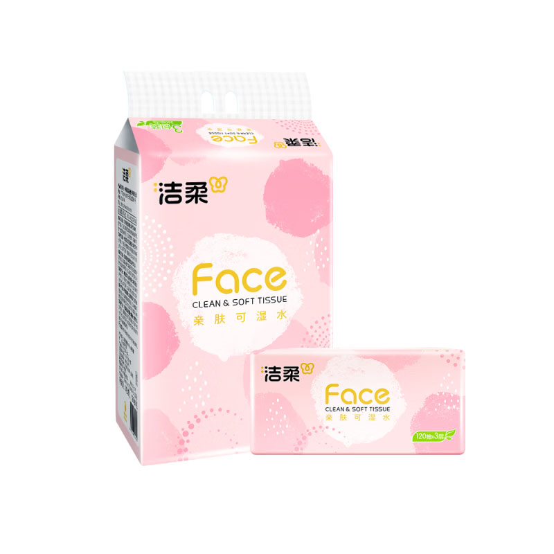 洁柔 超绝软抽纸面巾(粉FACE款抽)120抽3层(3包装)*1提 PR273-03A