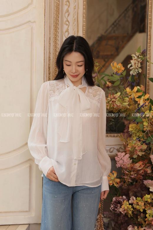 【门店同款】ENJOY春季蕾丝拼接飘带衬衫 170499609 商品图3