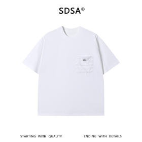 SDSA男装2026新款高贵轻奢潮牌撞色拼接口袋圆领短袖T恤百搭宽松