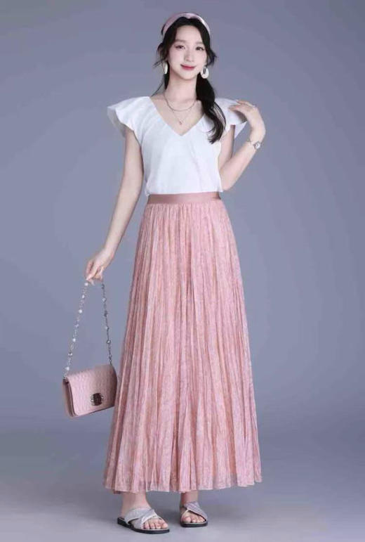 司歌压褶橡筋碎花伞裙半裙C93G8653 商品图2