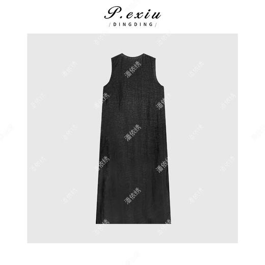 03-5潘依绣丁丁宠粉【月夜流萤】香云纱龟裂纹钉珠国风无袖连衣裙J5551 商品图1