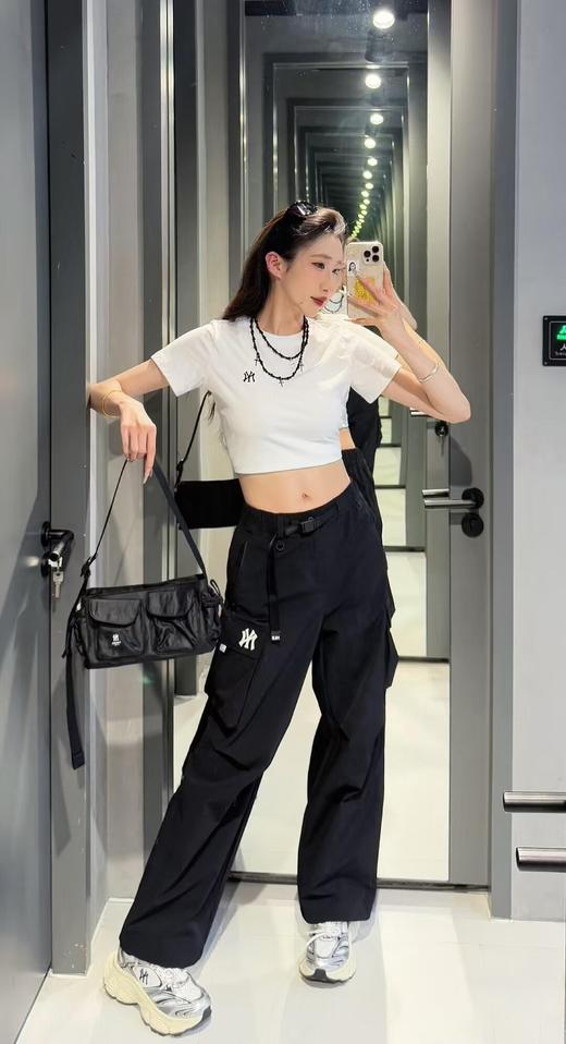 男女同款ML字母松紧腰工装长裤直筒可缩口两穿休闲裤 商品图9