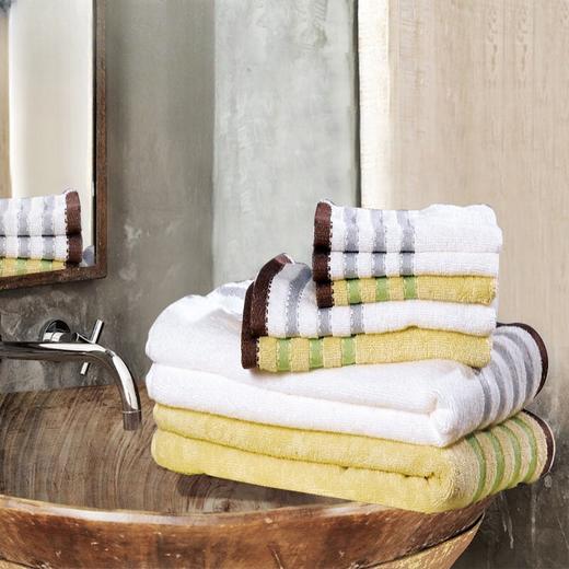 富安娜 经典纯棉素色面方巾两件套（白+黄） 6916517272806 商品图1