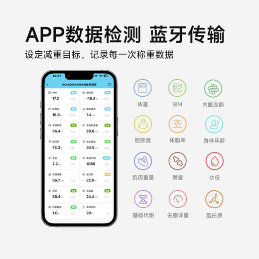 多瑞米华 体脂秤蓝10W白色 DR-B1022 商品图3