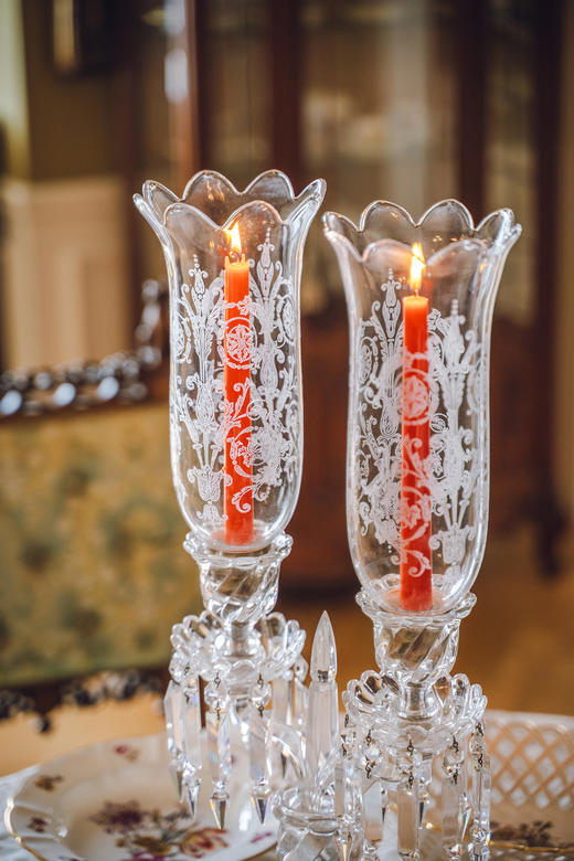 独角鹿西洋古董20世纪法国著名水晶工坊巴卡拉出品Bamboo竹纹款两枝头烛台一对 商品图4