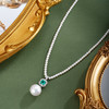 子佩集【澄心静守】银S925珍珠惜王妃项链【ZZXL039】2.8mm小珠12mm大珠绿方块2601 商品缩略图0