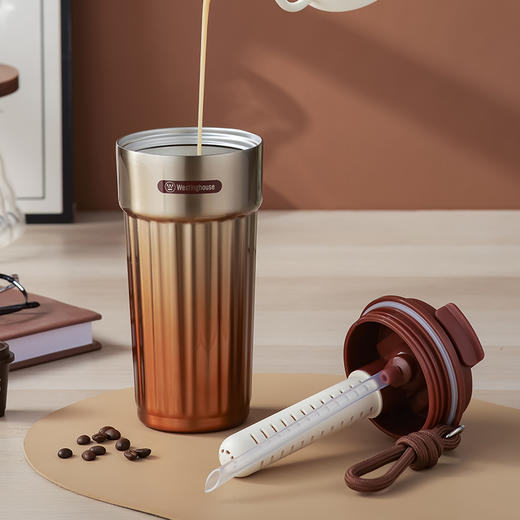 西屋 庭光漫染便携双饮咖啡杯焦糖茶550mL WB500-TC 商品图1
