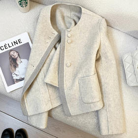 【清风外衣】韩系春季！2026新款燕麦色小香风羊毛双面呢短款外套女时尚高级上衣！