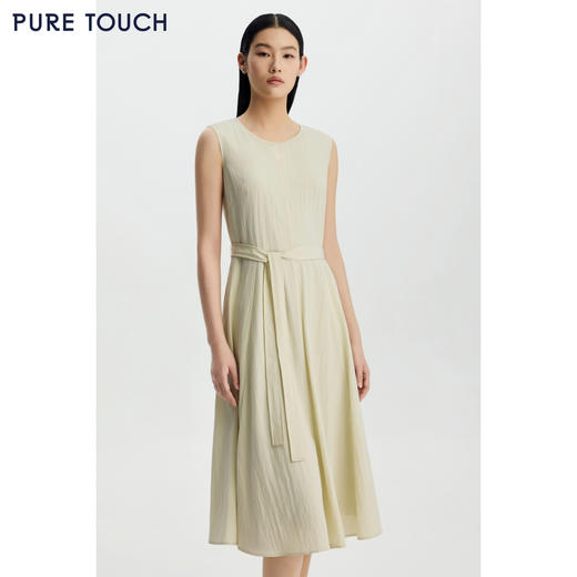PURE TOUCH女装26春夏新款圆领无袖连衣裙腰部系带中长款过膝长裙 商品图1