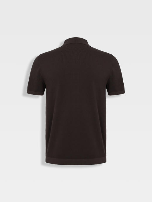 callisto榛果棕百分百长绒棉POLO翻领针织开衫 商品图1