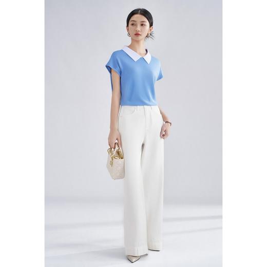 米思阳新款撞色娃娃针织T恤阔腿垂感休闲裤两件套女5Z25BG4074 商品图4