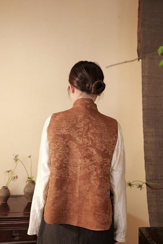 漫物记甲丝麻+龟裂纹斜襟立领双面马xys-324 商品图2