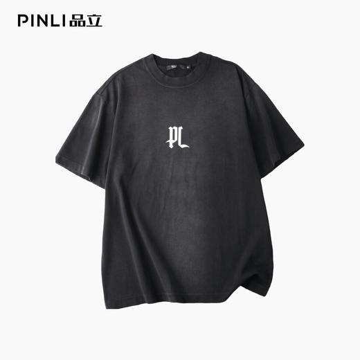 PINLI品立2026夏季新款字母印花圆领短袖T恤男士上衣BG262111503BG262111503 商品图1