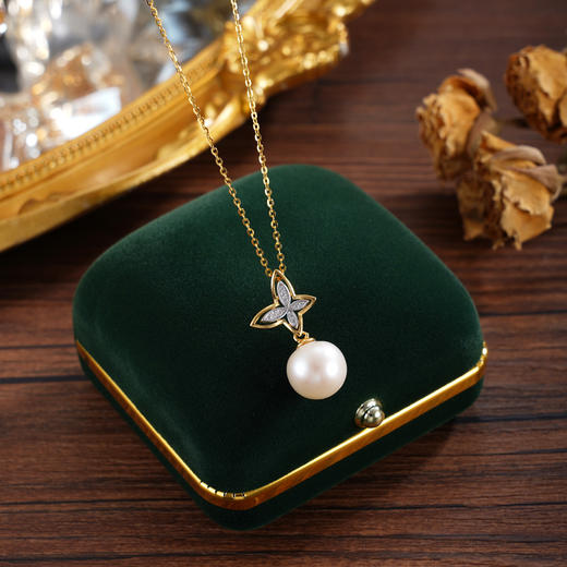 子佩集【蝶梦芳华】银S925珍珠惜王妃套链【P2008】11mm珠镀金蝴蝶2601 商品图1