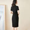 米思阳2024秋季新款知性优雅醋酸连衣裙收腰显瘦黑色开叉裙子1336 商品缩略图3