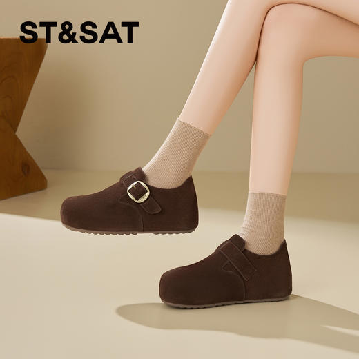 星期六26春新款质感绒面百搭厚底勃肯鞋SSE1112CMZ 商品图5