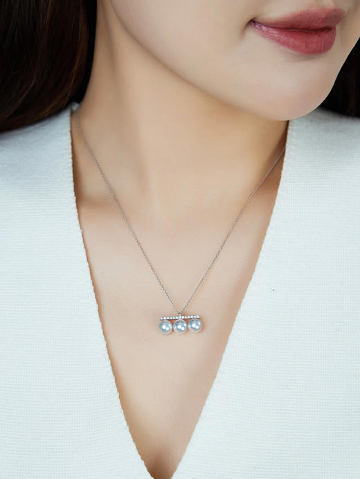 【挚友限定】平衡木-18k金真多麻色珍珠钻石项链 6.5-7mm 商品图1