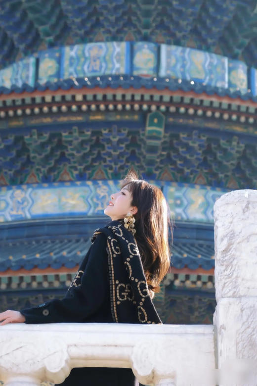 GUCCI 双G 黑金 蓝色 羊毛 围巾 商品图2