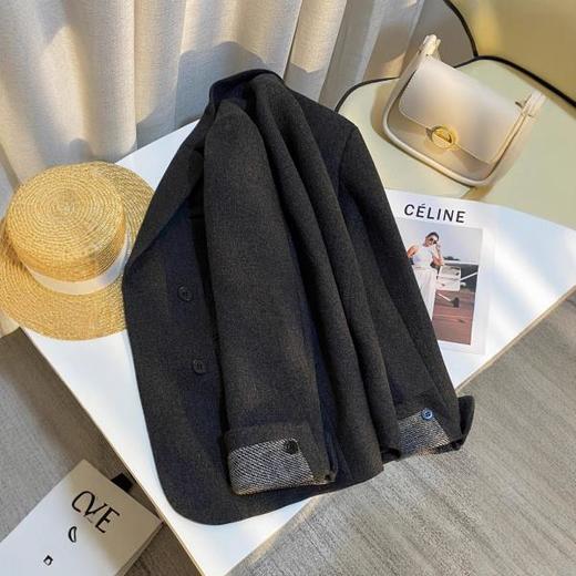 【清风外衣】灰色洋气高级质感毛呢西装外套！2026女秋冬新款休闲复古潮流小西服 商品图3