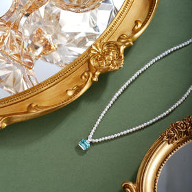 子佩集【蔚蓝序章】银S925珍珠惜王妃项链【ZZXL012】2.8mm珠蓝方块2601