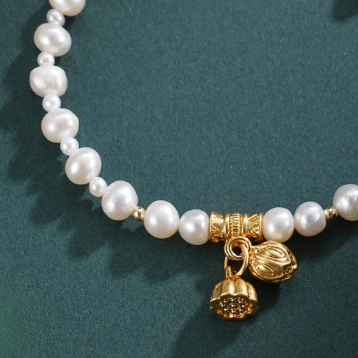 子佩集【两世同欢】珍珠惜王妃手链【ZZSL017】3-5.5mm珠镀金莲蓬2601 商品图2