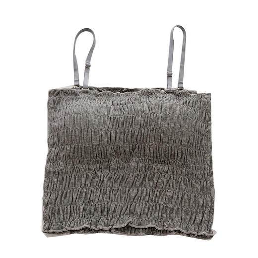 【自带胸垫！内搭外穿】韩版褶皱一字领吊带背心带胸垫短款美背裹胸外穿打底内搭抹胸内衣。xa 商品图4