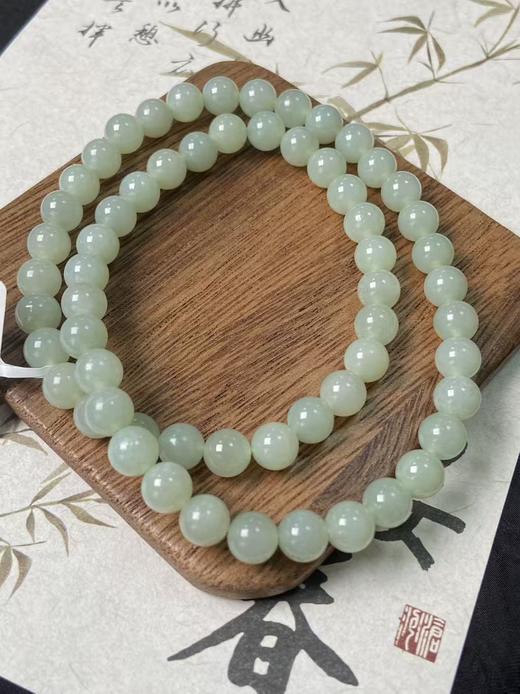【快抱】【于田产和田玉于田料青白玉8mm项链】出证书，发货1~5天，48小时鉴赏期 商品图2
