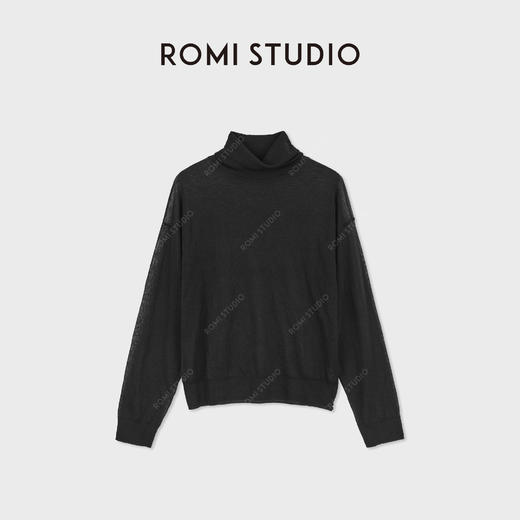 ROMI STUDIO“体感轻盈”醋酸棉舒适薄透高领针织上衣RWDSSU3056 商品图0