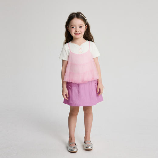 笛莎Deesha 2026年夏季新款小童女童假两件TT恤 商品图2