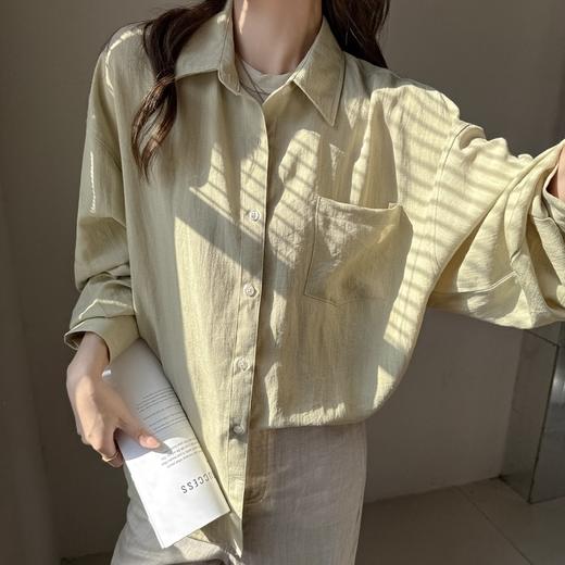 智性老钱风轻氧亚麻衬衫 春夏防晒女士衬衫轻奢高级感长袖外穿薄款纯色外套 商品图5