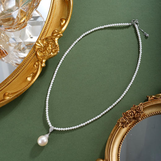 子佩集【岁岁安然】银S925珍珠惜王妃项链【ZZXL005】2.8mm小珠12mm大珠水滴2601 商品图0