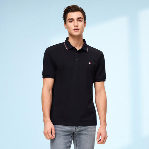 【莱赛尔】德鲨白色短袖POLO衫男青年2026夏新款撞色领翻领T恤衫 商品图1