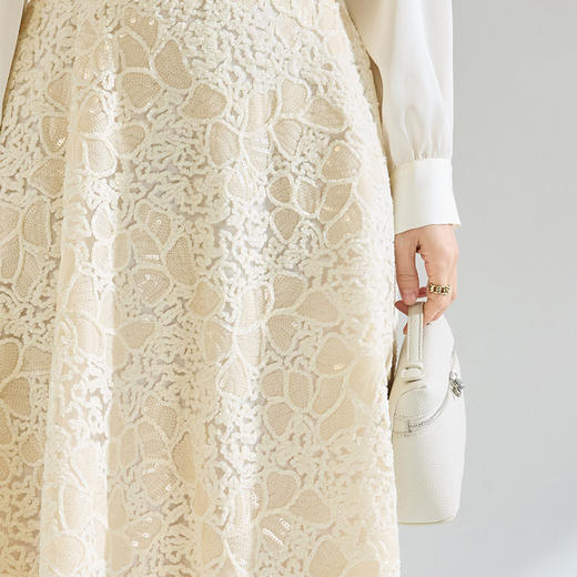 「高货sh」全新升级【铂金会员220/天猫289/差价69】(74948)洛诗琳法式宫廷风蕾丝半身裙2026夏季重工刺绣高腰A字伞裙 商品图2