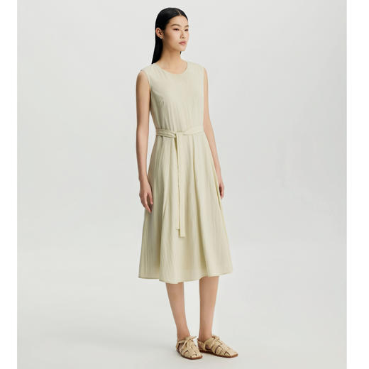 PURE TOUCH女装26春夏新款圆领无袖连衣裙腰部系带中长款过膝长裙 商品图8