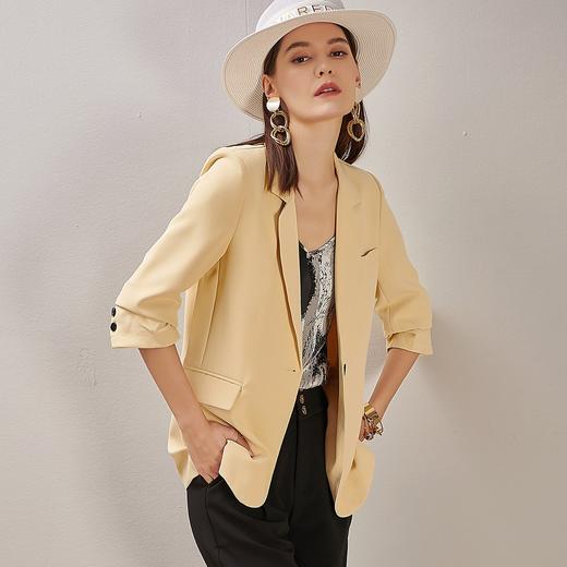 剩S 米思阳纯色单扣薄款直筒百搭显瘦西装外套8D21BX0939 商品图2