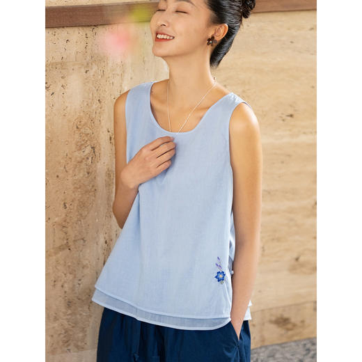 牧衣游原创 手工刺绣纯棉背心女夏 限量福利款 芳芯不支持会员折 商品图3