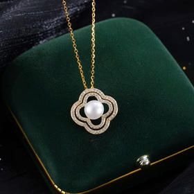 子佩集【好运加倍】银S925珍珠惜王妃套链【YP0065】7mm珠四叶草2601